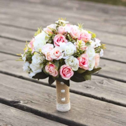 Round Silk Flower Bridal Bouquets -