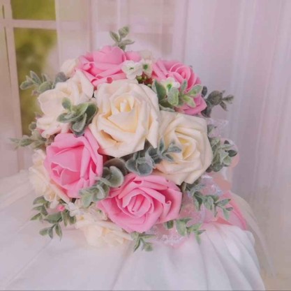 Classic Round Foam Bridal Bouquets (Sold in a single piece) - Bridal Bouquets