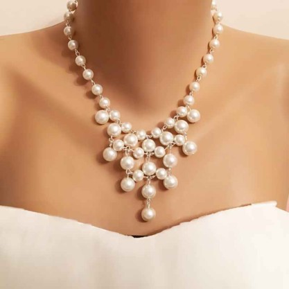 Ladies' Elegant/Beautiful/Classic Alloy With Round Pearl Necklaces